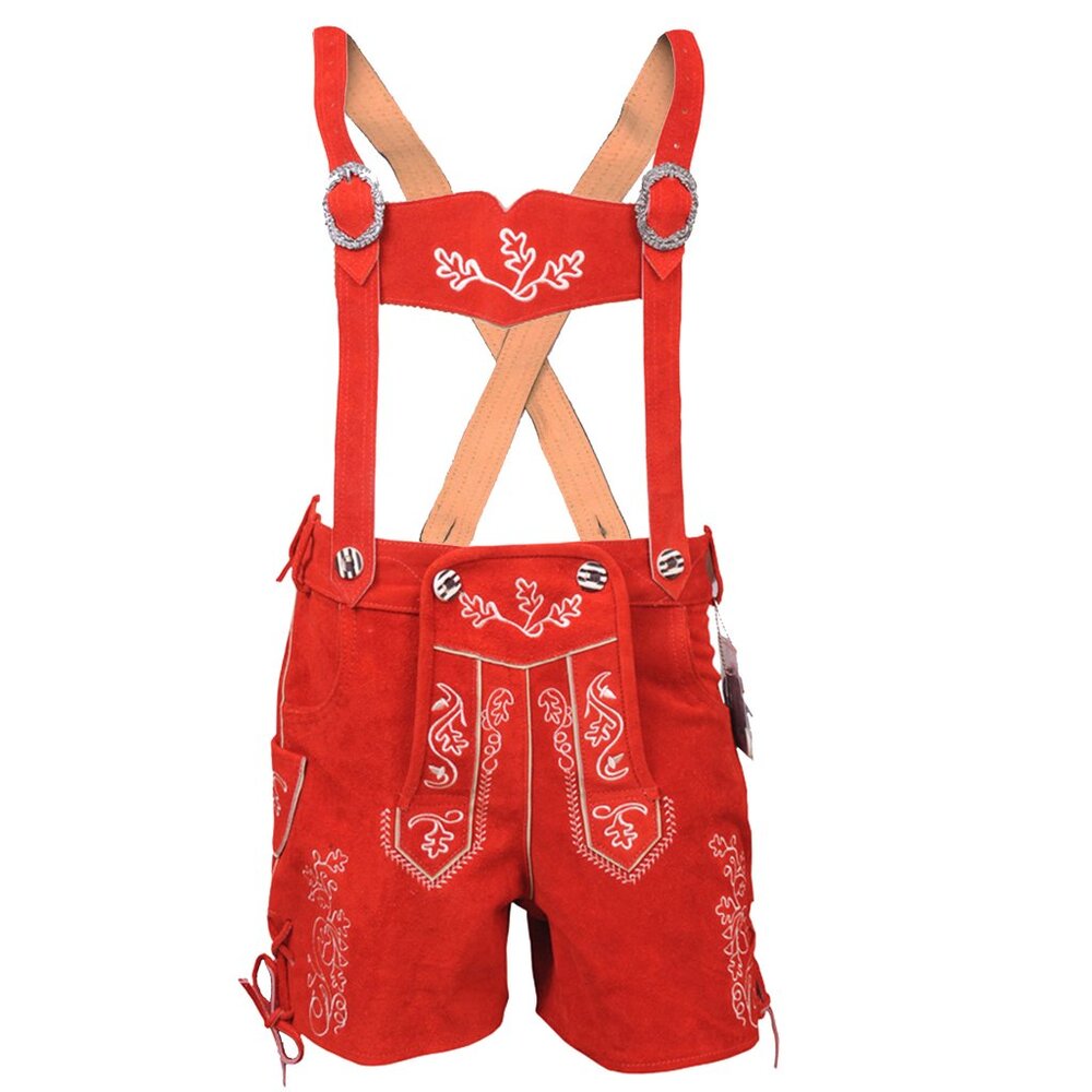 Oktoberfest Suede Red Lederhosen for Women | Oktoberfest Costume | Alpine Look